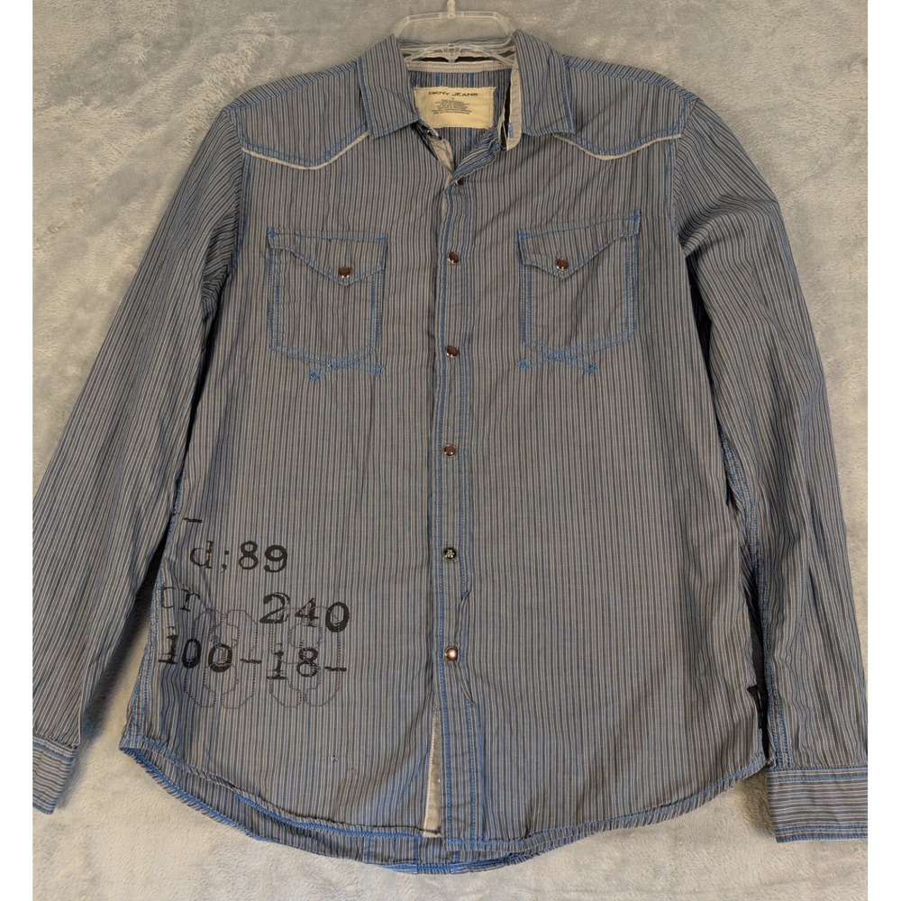 DKYN Jeans Men's Size M Pearl Snap Long Sleeve Western Shirt Rodeo Wear